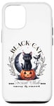 Coque pour iPhone 15 Pro Club social Sassy & Sweet pour les amoureux des chats noirs d'Halloween 2024