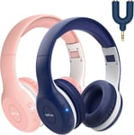 K2 Lot De 2 Casques Bluetooth Pour Enfants Avec Volume Limit¿¿, 40 Heures De Lecture, ¿¿couteurs Bluetooth Avec Micro, Son St¿¿r¿¿o, Casque Supra-Auriculaire Pliable Pour Enfants/¿¿cole/Voyage