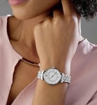 EMPORIO ARMANI WOMENS WATCH SILVER BRACELET WITH WHITE DIAL GENUINE AR1908 NEW