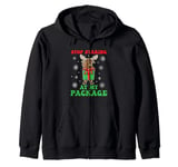 Moose Funny Christmas Stop Staring At My Package Xmas Jokes Zip Hoodie