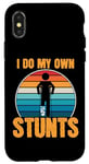 Coque pour iPhone X/XS Funny Saying I Do My Own Stunts Blague Femmes Hommes