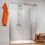 Jeu porte de douche coulissante 140 cm + paroi latérale 80 cm, Masterclass Schulte