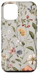 Coque pour iPhone 14 Vert olive Boho botanique fleurs sauvages plantes fleur