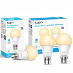 TP-LINK Tapo Smart Bulb, Smart Wi-Fi LED Light, B22, 8.7W, Works with Amazon Alexa(Echo and Echo Dot), Google Home, Dimmable Soft Warm White, No Hub Required - Tapo L510B(3-Pack)[Energy Class F]