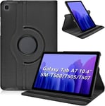 Coque Pour Samsung Galaxy Tab A7 10,4 Pouces 2022/2020 Smt500 T503 T505 T507,Ultra Mince 360 Rotatif Support Housse De Protection Cuir Étui Tablette A7 10,4""Book Cover Case,Noir