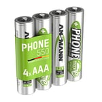 ANSMANN Piles AAA mAh NiMH 1,2 V rechargeables (lot de 4) – Piles rechargeables pour téléphone fixe sans fil, babyphone, talkie-walkie – Accumulateurs AAA à faible autodécharge