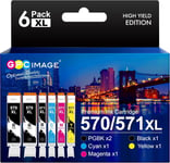 Gpc Image Pgi-570Xl Cli-571Xl Cartouches D'Encre Compatible Pour Canon 570 Xl 571 Xl Pour Canon Pour Pixma Mg5750 Ts5050 Mg5753 Mg6850 Mg6852 Ts5055 Ts6050(2 Pgbk,1 Noir,1 Cyan,1 Magenta,1 Jaune)