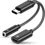 Adaptateur Casque Usb C Vers Jack 3.5mm, 2 En 1 Type C Audio Charge Adaptateur Câble, Adaptateur Câble Audio Écouteur Tressé Type C Pour Samsung Galaxy S23/S22/S21, Huawei P40[Cas310286]