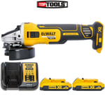 Dewalt DCG405 18V XR Brushless Angle Grinder 125mm + 2 x 2Ah Batteries & Charger