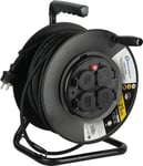 Electraline 49046 Enrouleur de câble professionnel H07RN-F 3G2.5, 25 m, avec 4 prises Schuko, IP44