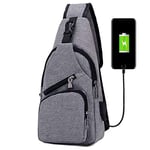 flintronic Sacoche Homme Bandouliere, Sac à Poitrine avec Chargement USB et Port pour Écouteurs, Sac à Dos de Voyage pour Homme & Femme (avec 1*Câble USB)