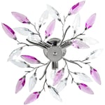 Plafonnier 3 ampoules de max 40 watts design feuilles acryliques lustre lampe de plafond luminaire pour salon chambre lilas