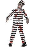 Smiffys Costume condamné zombie, avec haut, pantalon, chapeau & revers poignets,Noir/Blanc,S