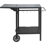 Vevor - Desserte Plancha a 2 Niveaux Chariot de Barbecue avec Plan de Travail Pliable Table de Barbecue sur Roulettes pour Four a Pizza Preparation