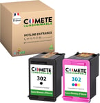 Comete, Fabriqué En France-302-2 Cartouches D'Encre Compatibles Avec Hp 302 Pour Hp Envy 4520 4525, Pour Hp Deskjet 3630 3632 2130, Pour Hp Officejet 3830 4650-Sans Affichage Du Niveau D'Encre