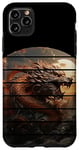 Coque pour iPhone 11 Pro Max Montagnes de dragon doré au coucher du soleil rétro, fleurs de cerisier