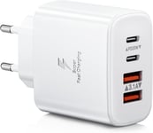 Chargeur Usb C, 40w 4-Port Prise Usbc Multi Rapide Chargeur Secteur, Double Type C Power Adaptateur+Qc Bloc Usb Chargeur Rapide Pour Iphone 16 15 14 13 12 11 Pro Max Plus Xs Xr 8 Se, Ipad, S.[F14]