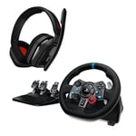 Logitech G29 Driving Force Racing Wheel and Floor Pedals for PS5, PS4, PC, Mac + Astro A10 Gaming Headset - Black