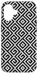 Coque pour iPhone 16 White Black Square Cross Labyrinth Spiral Geometry Pattern