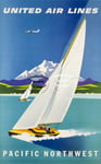 UNITED AIRLINES PACIFIC Rfdhn - POSTER HQ 50x70cm d'une AFFICHE VINTAGE