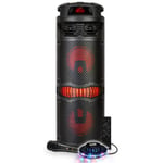 Enceinte Autonome - PICKERING BARREL-6 - Son 360° sur Batterie - Micro - 600 Watts- 8 Hauts-parleurs - USB/BT - Lumière OVNI