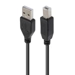 APM Câble d'imprimante 1,8 mètre, cordon USB 2.0 USB-A vers USB-B, Compatible Imprimante HP, Epson, Canon, Lexmark, Brother, Scanner, Disque Dur, Ordinateur, Coloris Noir, 570300