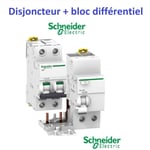 Schneider - Disjoncteur iC60N 63A - 2pôles courbe c - 10kA+ Bloc différentiel 2P 63A 30mA - ac Acti9 iC60