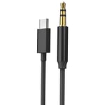 AUX-kabel, USB-C till 3,5 mm - 1 m - Svart