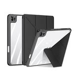 Coque pour iPad Pro 11" (modèle 2021/2020/2018) en TPU Transparent avec Porte-Stylo, Coque Transparente Compatible avec 2ème génération iPencil, Recharge Automatique, réveil et Mise en Veille