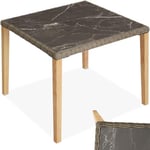 TecTake® Table à Manger Extérieur en Résine Tressée & Grès cérame Fin marbré Résistante aux intempéries pour Salon de Jardin, Structure en Aluminium & Bois Massif, Mobilier de Jardin