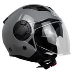 One by Camamoto | Casque Alfa 2.0 Jet/Demi-Jet pour Moto et Scooter, Gris Nardo Brillant, Double Visière, Homologation ECE R22-06, Taille L (59 cm)