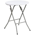 Flash Furniture 24 '' Round Granite Plastique Blanc Table Pliante