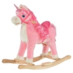 Kids Rocking Unicorn Ride-On Horse Moving Mouth Tail Sounds 3Yrs+ Pink HOMCOM