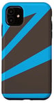 Coque pour iPhone 11 Perspective Marron Rayures Optiques Bleu Bébé