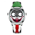 Watch Men Big Dial Joker Quartz Armbandsur Läder Vattentät Clown Face Design