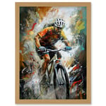 Bicycle Race Cyclist Racing Sport Action Shot Artwork Framed Wall Art Print A4