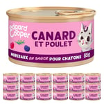 Edgard & Cooper Pâté pour Chat & Chaton, (Canard & Poulet, 85g x 18), Patée Morceaux en Sauce pour Chaton, Viande fraîche et protéines de qualité, Pâté pour Chat stérilisé et Actif