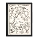 Artery8 Hogarth La Mottraye Park Artillery Battle Russians Turks Map Artwork Framed Wall Art Print 18X24 Inch