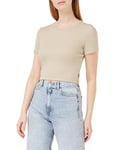 Dr Denim Women's Nina Rib Tee T-Shirt, Pale Taupe, XS