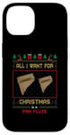 Coque pour iPhone 14 Pull moche avec inscription « All I Want For Christmas Is A Pan Flute Music »