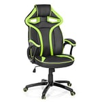 hjh OFFICE Chaise de Bureau Guardian Fauteuil de Bureau, Chaise Gaming, Hauteur Réglable, Simili-Cuir Noir/Vert 722210