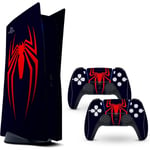 Ps5 Skin röd Spider Skyddande omslag Cover Vinyl Sticker Decals för Sony Playstation 5 Disk Version Konsol och Två Dual Sense 5 Sticker Skins, Miles