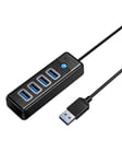 ORICO Hub USB to 4x USB 3.0 5 Gbps 0.15m (Black) USB hub - 4 porttia - USB 3.0 - Musta