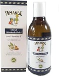 L'AMANDE - Huile Amande Douce 100% Naturelle avec Vitamine E Idéal comme Huile de Massage, Visage et Corps non Parfumée, Action Emolliente contre Imperfections et Rougeurs, 250 ml - Made in Italy