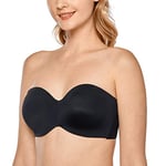 DELIMIRA Soutien Gorge sans Bretelles Invisible Grande Taille Femme Soutien-Gorge avec Armature Minimiseur Noir 105C