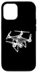 Coque pour iPhone 12/12 Pro Drone 3D Wireframe - Drone volant vintage amateur de pilote