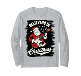 Believing In Christmas Santa Playing Guitar Toddler & Kids Long Sleeve T-Shirt