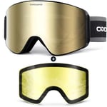 Odoland Kit de Lunettes de Ski Magnetique, Lunettes de Cylindrique avec Lentille Détachable, Masque de Snowboard Hommes et Femmes, Anti-UV400, Anti-Buée, Coupe-Vent