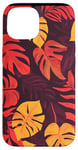 Coque pour iPhone 15 Motif bordeaux tropical orange vif