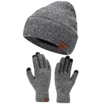 Bequemer Laden Femmes Hiver Chaud Bonnet Gants Tactiles Tricoter Ensemble avec Doublure Polaire Cadeaux Noel Femme Homme